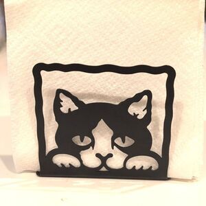 Black Metal Cat Napkin Letter Holder